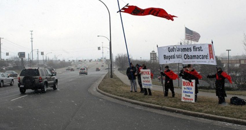 Campaign against the Obamacare Held in the Snow