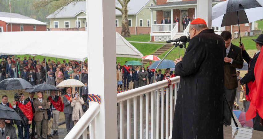 Cardinal Burke at Academy ribbon cutting ceremony