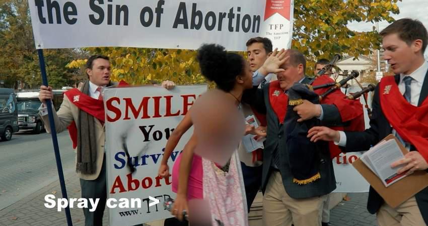 Woman attacks prolife event